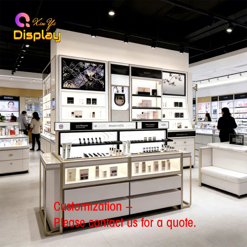 Luxury Skincare Shop - Comptoirs de présentation élégants en acier