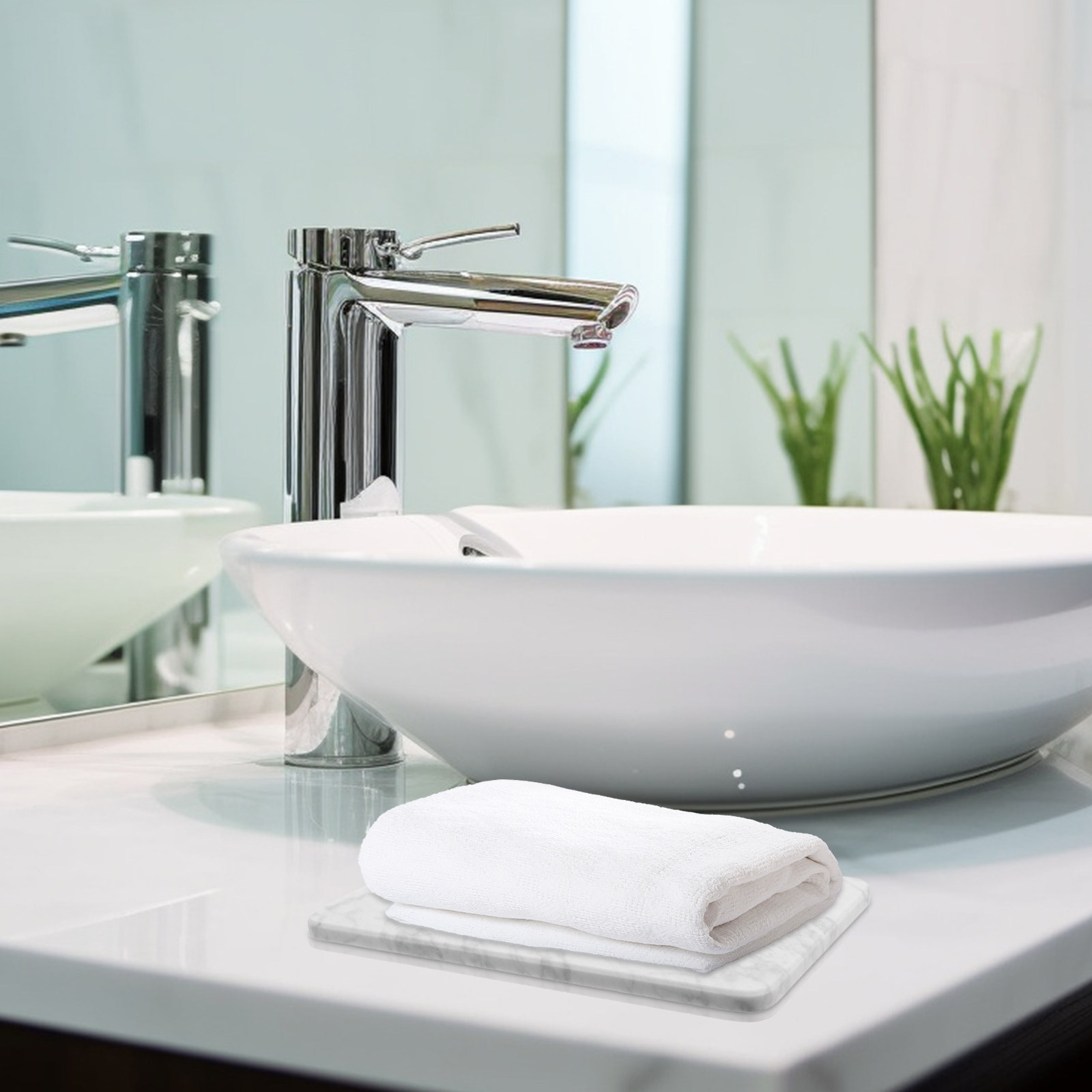 Luxury Skincare & Spa - Plateau rond en marbre blanc naturel
